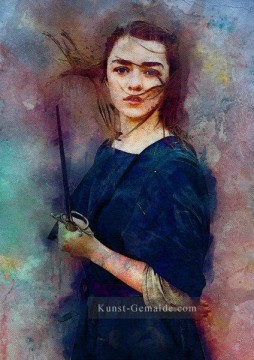 Zauberwelt Werke - Porträt des Arya Stark Impressionismus Spiel der Throne